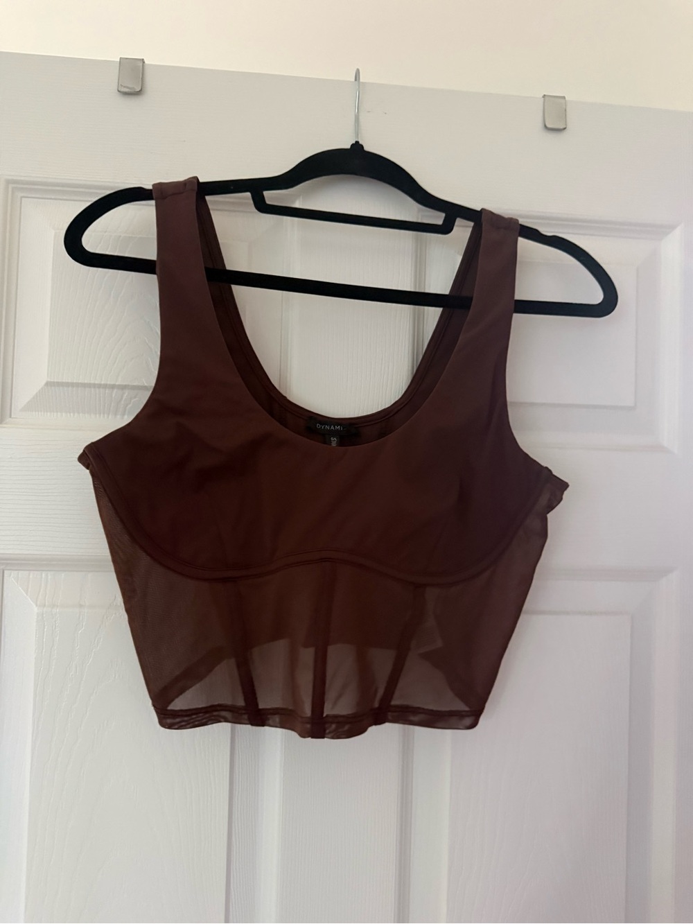 Sheer Brown Crop Bralette Top - Dynamite